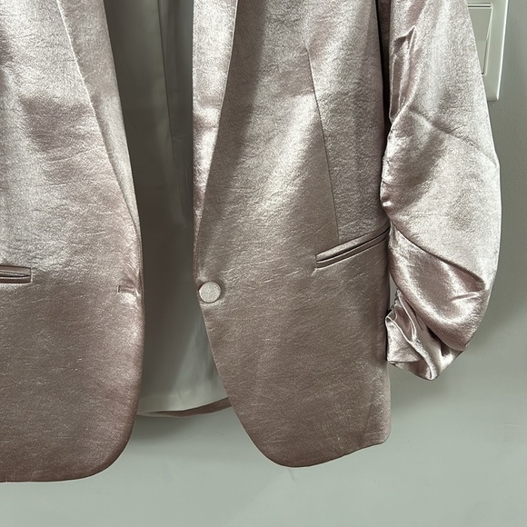 Generation Love Metallic Ruched Sleeve Fabien Blazer in Pink - Picture 5 of 15